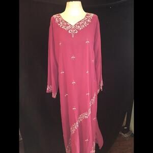 Women's Plus Size Dress Gown Purple Vintage with Slip Modest